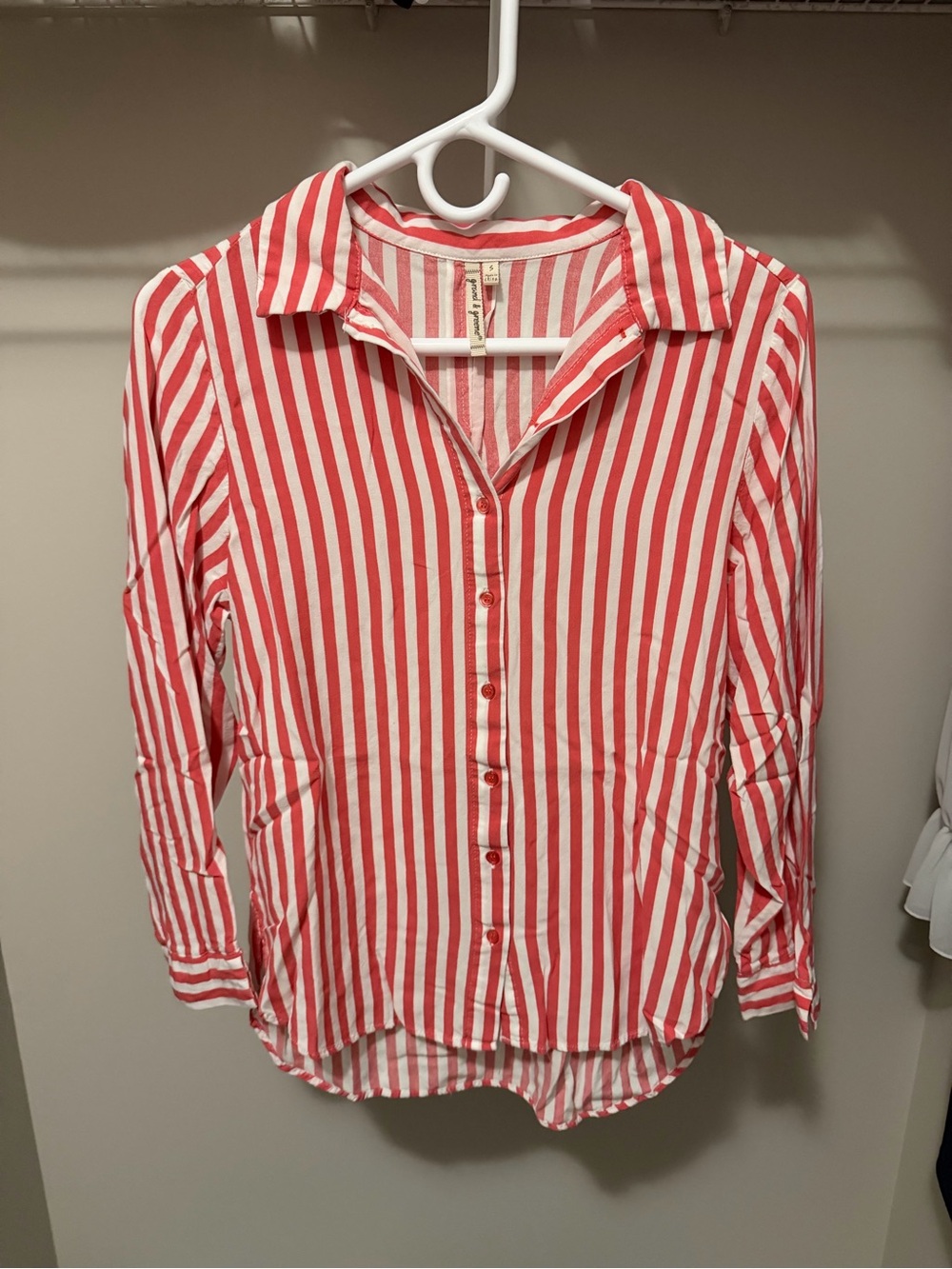 Red & White Vertical Stripe Button-Up Shirt
